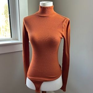 Lulu's Turtleneck Bodysuit - Size Small Burnt Orange